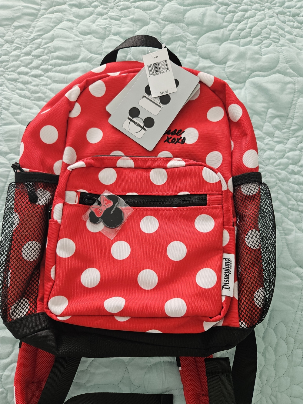 Disney Parks Minnie Mouse XOXO red polka dot mini backpack, - Picture 6 of 7